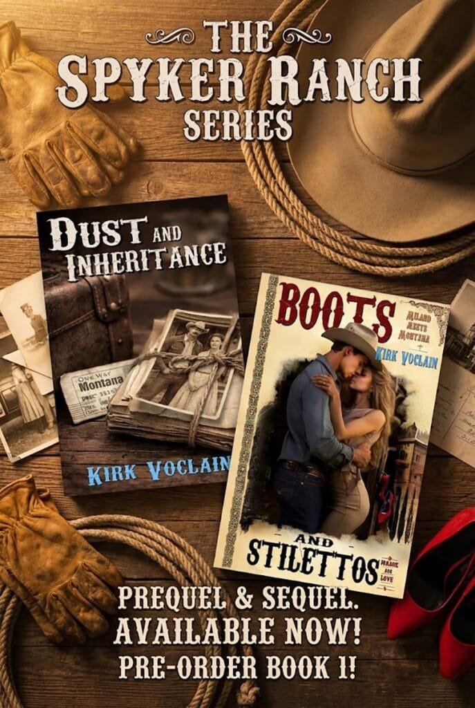 The Spyker Ranch Series books Dust and Inheritance and Boots and Stilettos