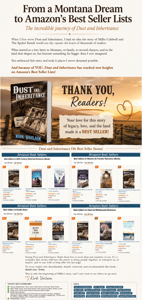 Dust and Inheritance best selling by Kirk Voclain