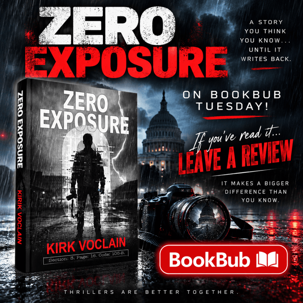 Zero Exposure on BookBub. Please review Kirk Voclain.