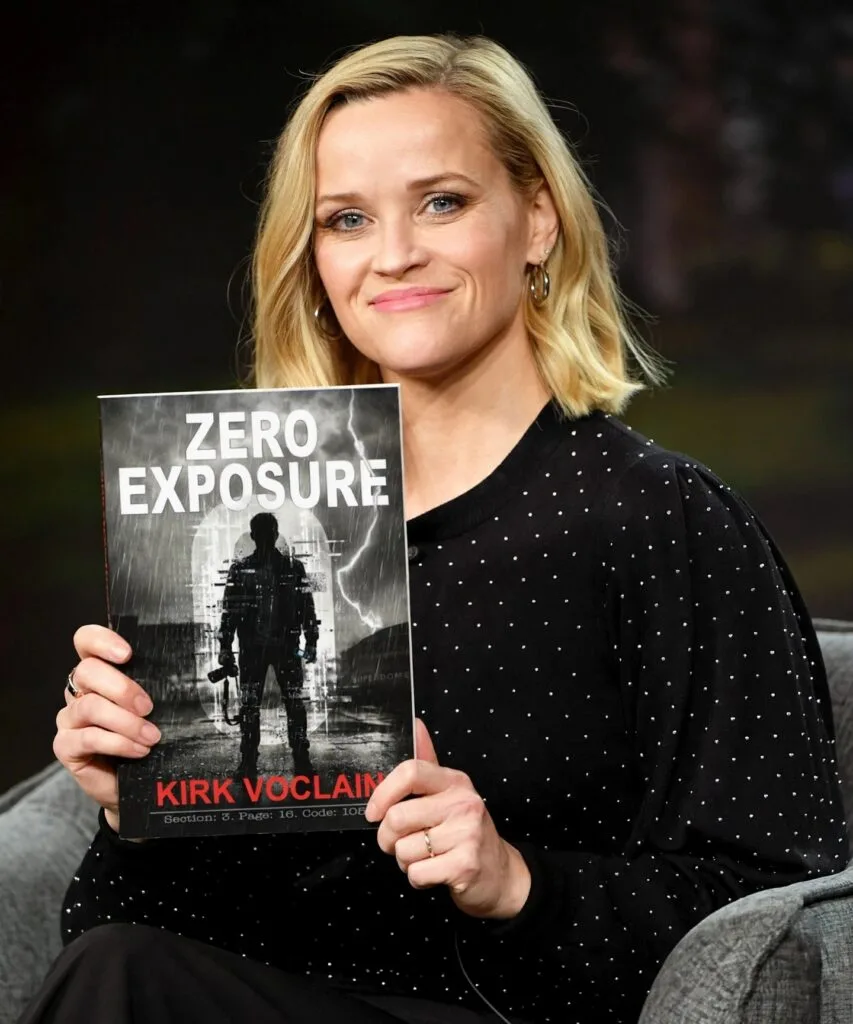 Fake AI image sent in a book promotion scam showing a person holding Kirk Voclain’s Zero Exposure with the book scaled unnaturally large